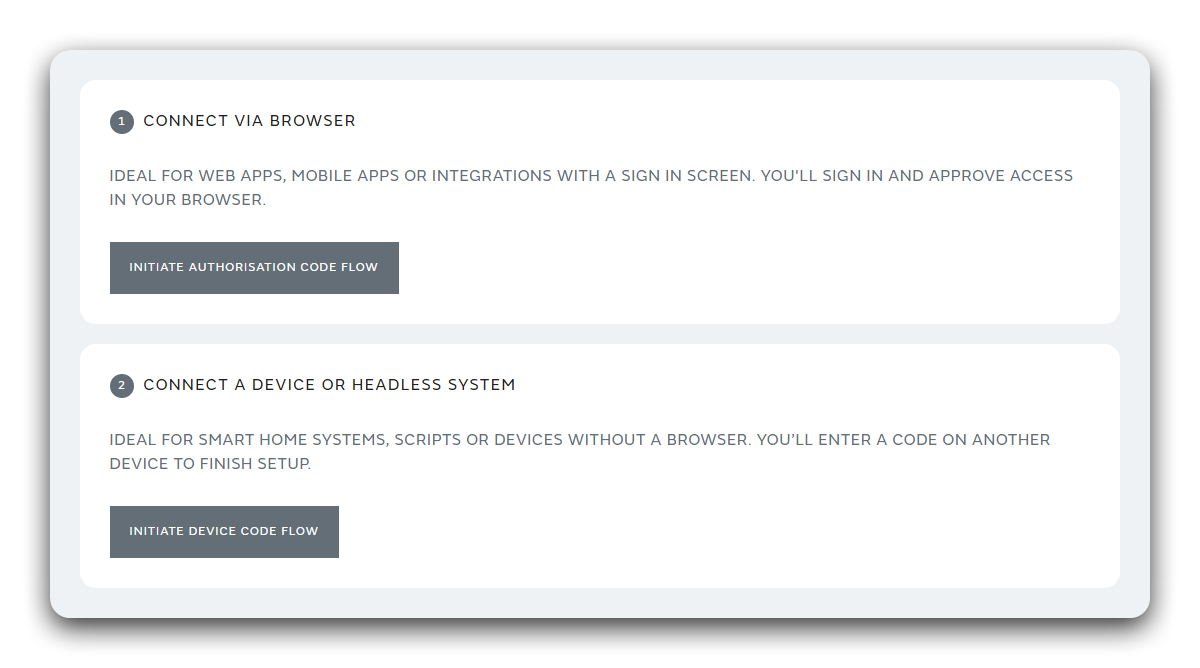 Choose credential type screen
